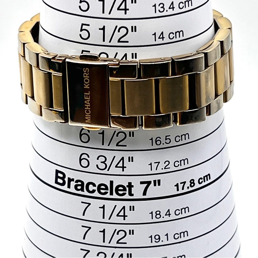 Michael Kors Blair Glitz Womens Watch MK5166 Gold Crystal Bezel 6" New Battery - Picture 4 of 13